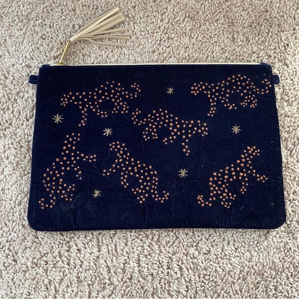 Noonday Collection Midnight Blue & Leopard Clutch